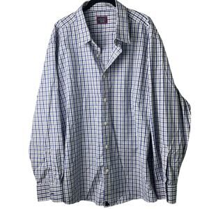 Untuckit XXL Blue Gray plaid Button Down Dress Shirt 2XL